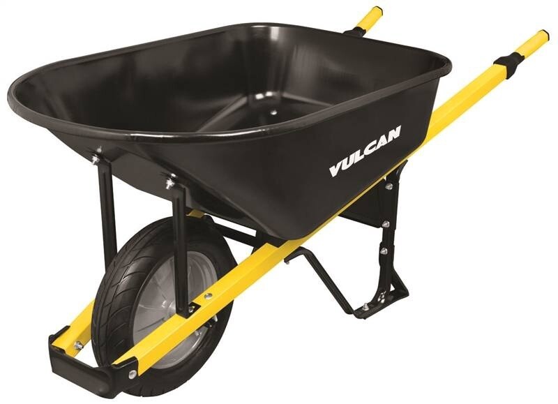 WHEELBARROW 6CUFT STEEL/STEEL HANDLE/FLAT FREE