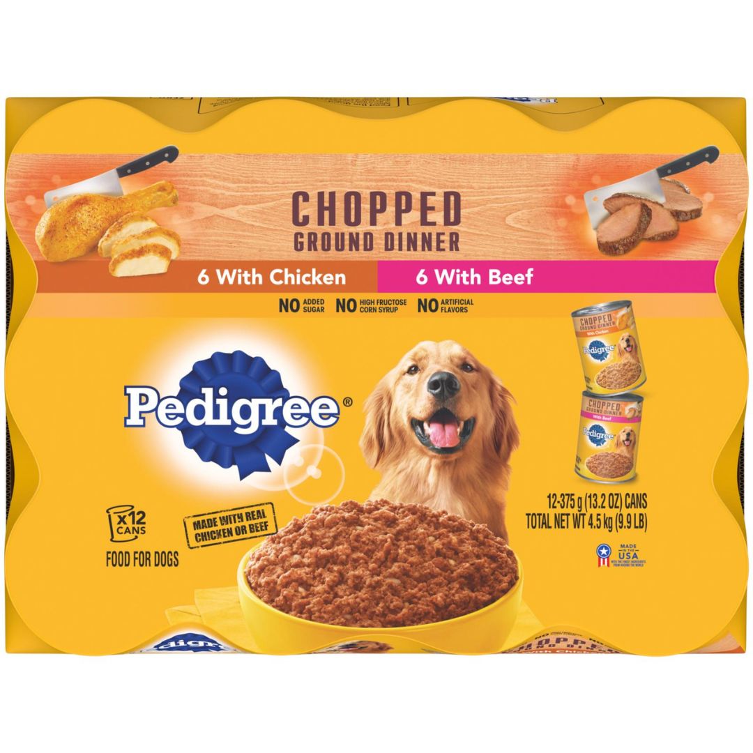 PEDIGREE VARIETY CHOPPED CHICKEN &amp; BEEF 12/13.2OZ