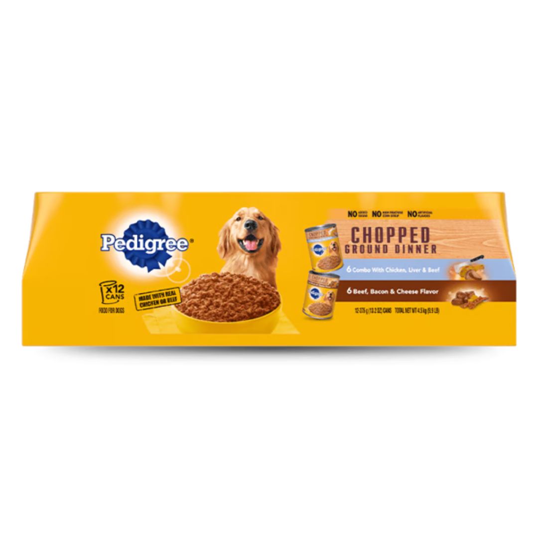 PEDIGREE VARIETY CHOPPED CHICKEN, LIVER, BEEF, BACON &amp; CHEESE 12/13.2OZ