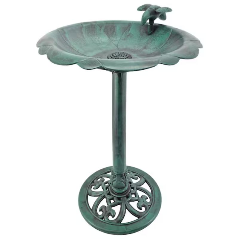 BIRDBATH GREEN ARCADIA W/BIRD