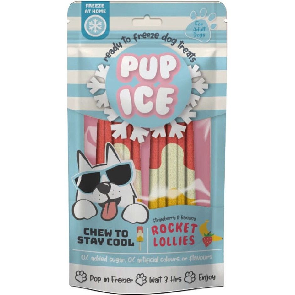 PUP ICE ROCKET LOLLIES STRAWBERRY/BANANA 2PK