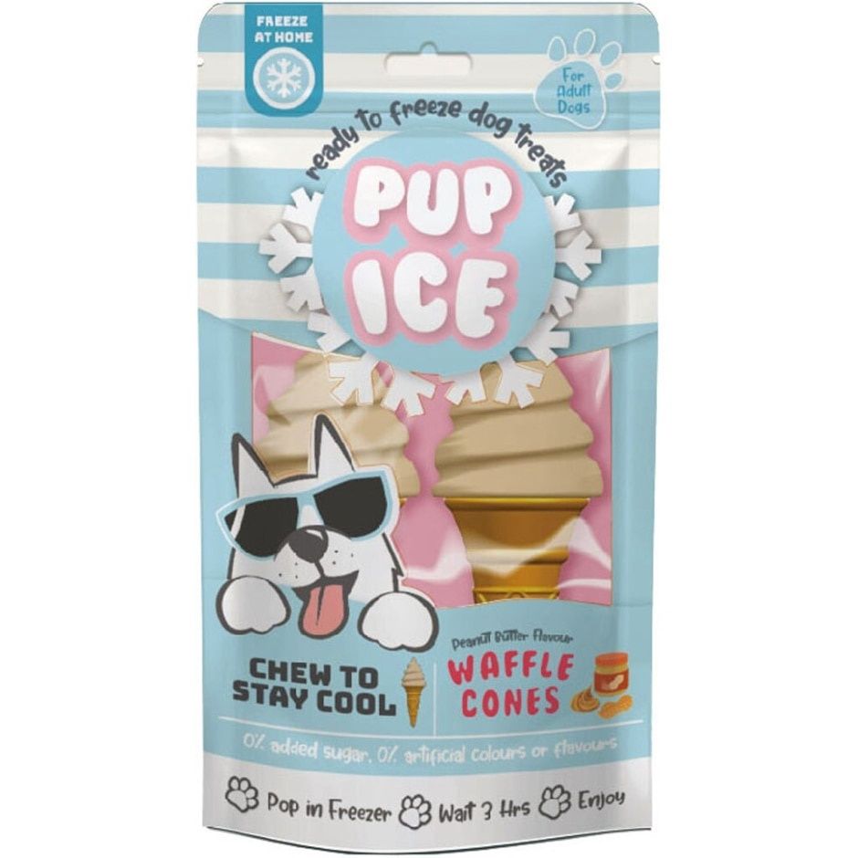 PUP ICE VANILLA &amp; PEANUT BUTTER WAFFLE CONES 2PK