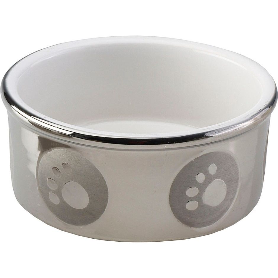 CROCK DISH PAW PRINT TITANIUM 7IN