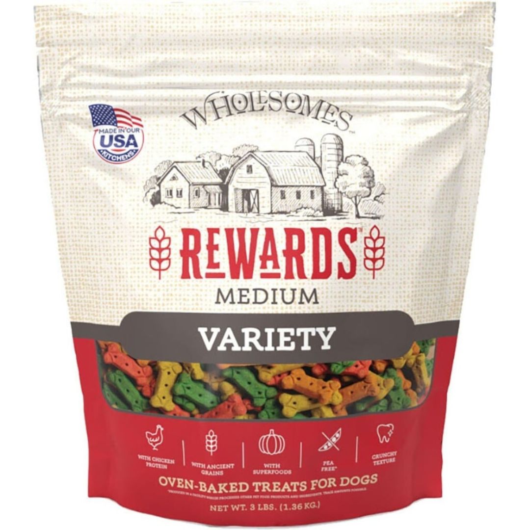 WHOLESOMES REWARDS VARIETY BISCUITS MED 3LB