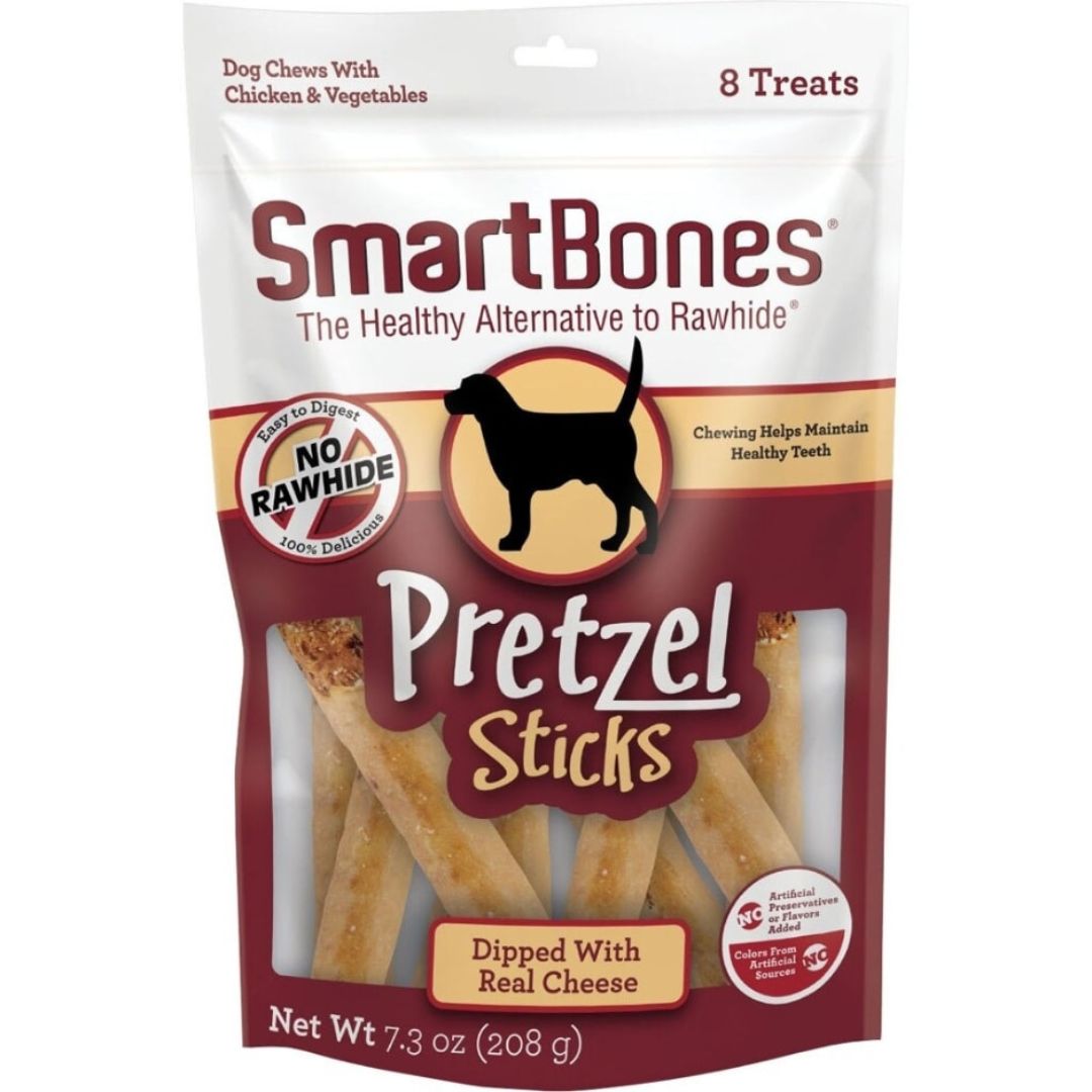 SMARTBONES PRETZEL STICKS CHEESE 8CT