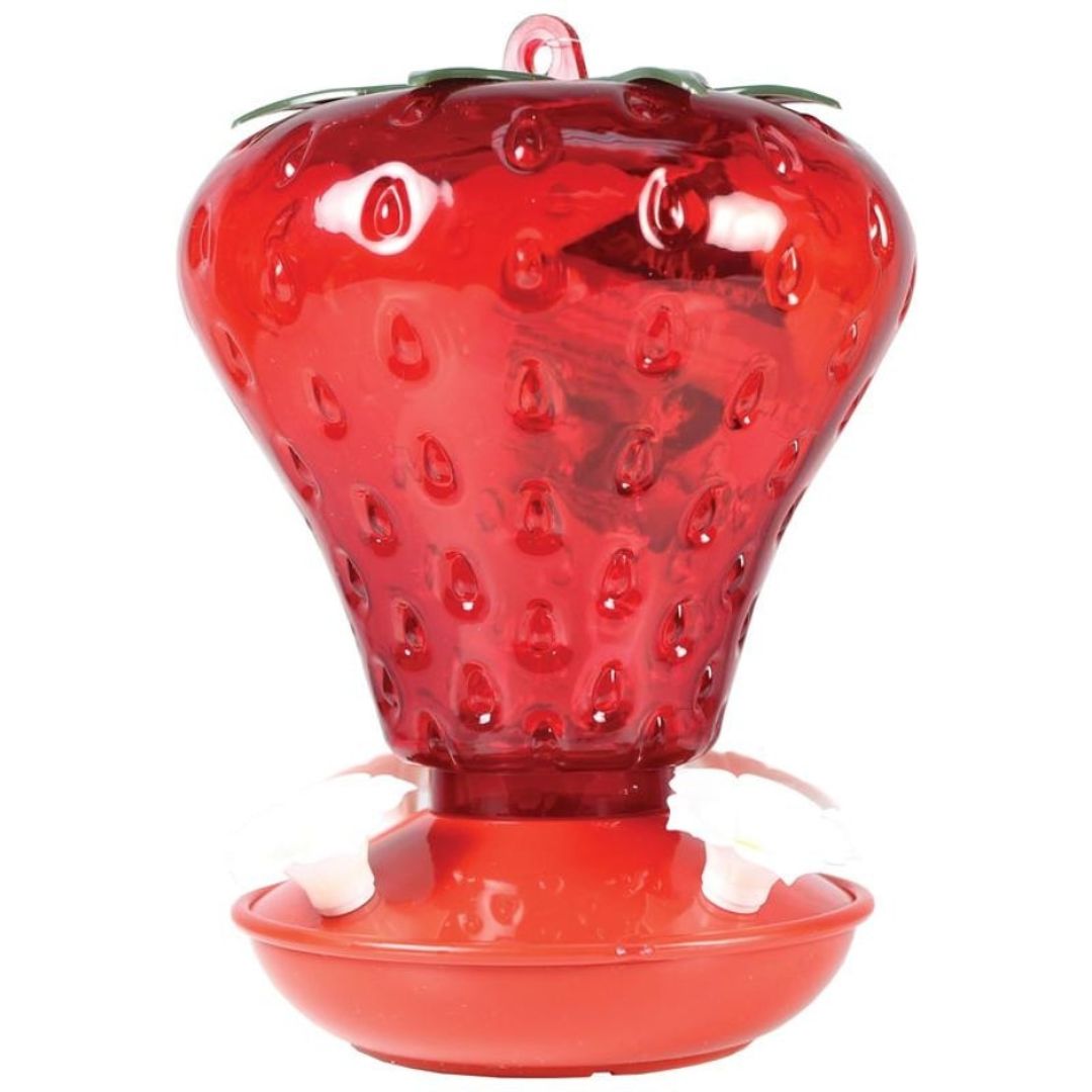 STRAWBERRY PLASTIC HUMMINGBIRD FEEDER