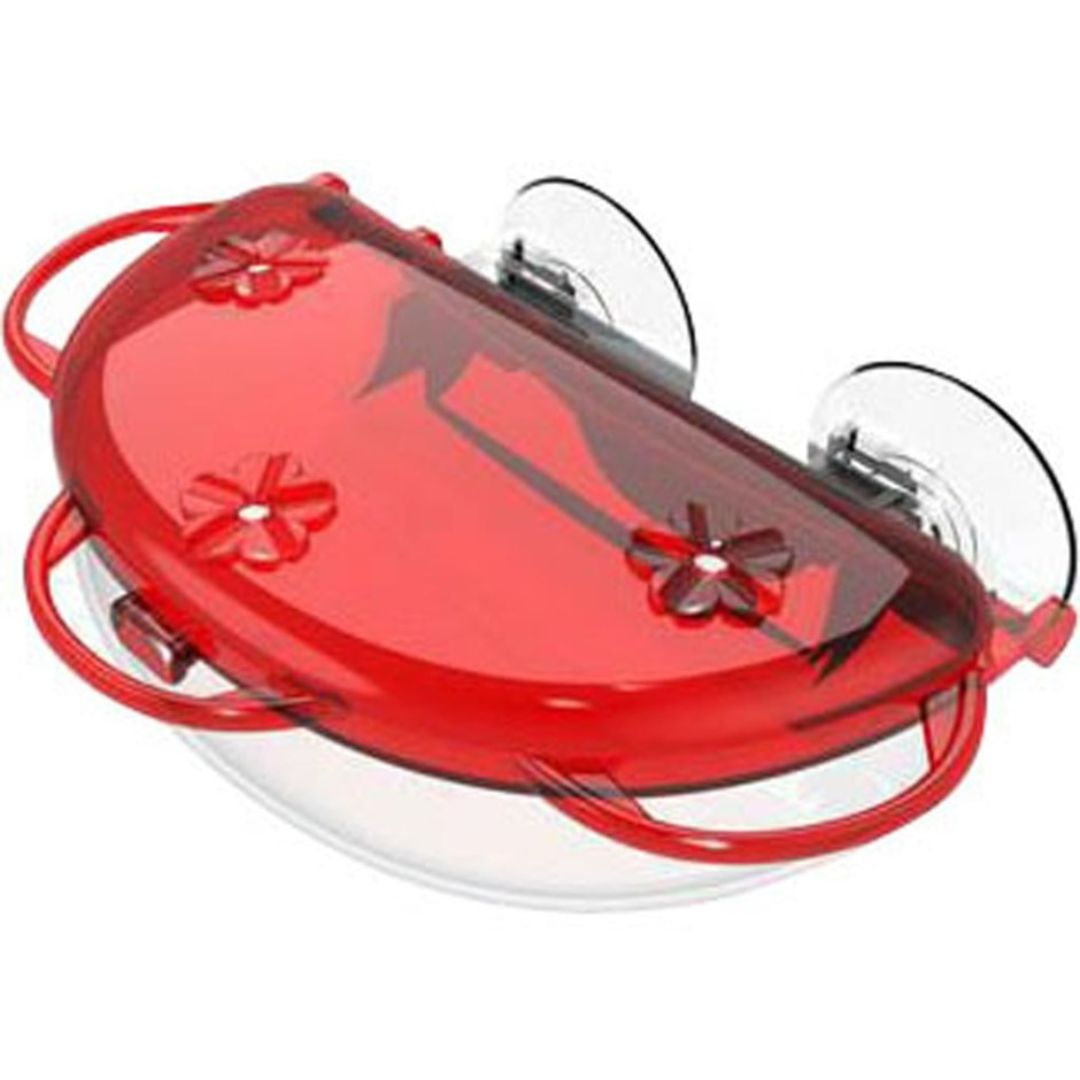 RED PLASTIC WINDOW HUMMINGBIRD FEEDER 8OZ