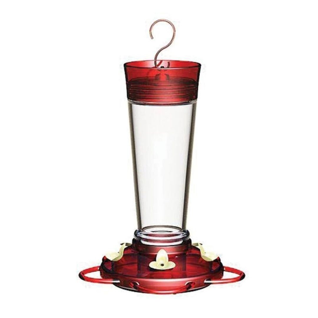 RUBY GLASS HUMMINGBIRD FEEDER