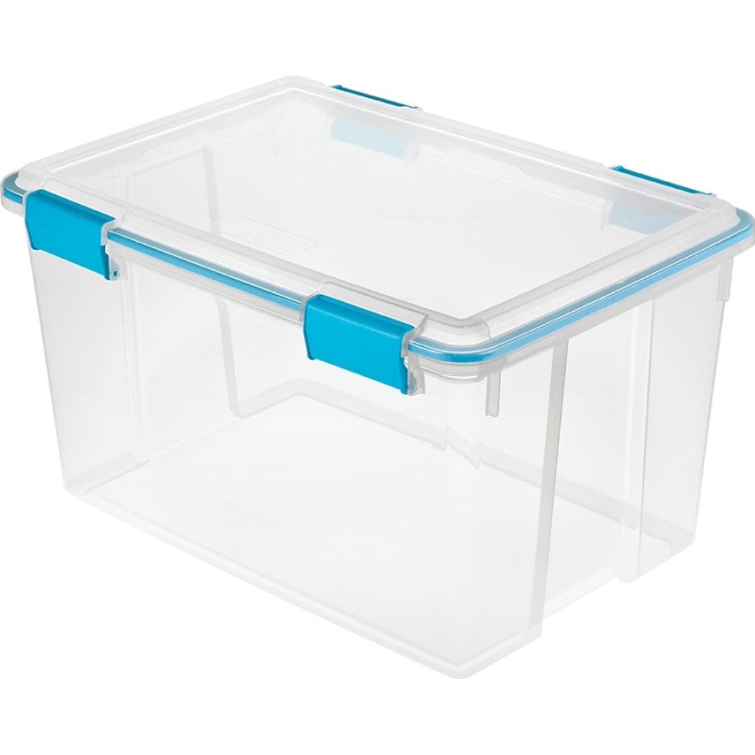 STERLITE STORAGE TOTE W/CLIPS 54QT