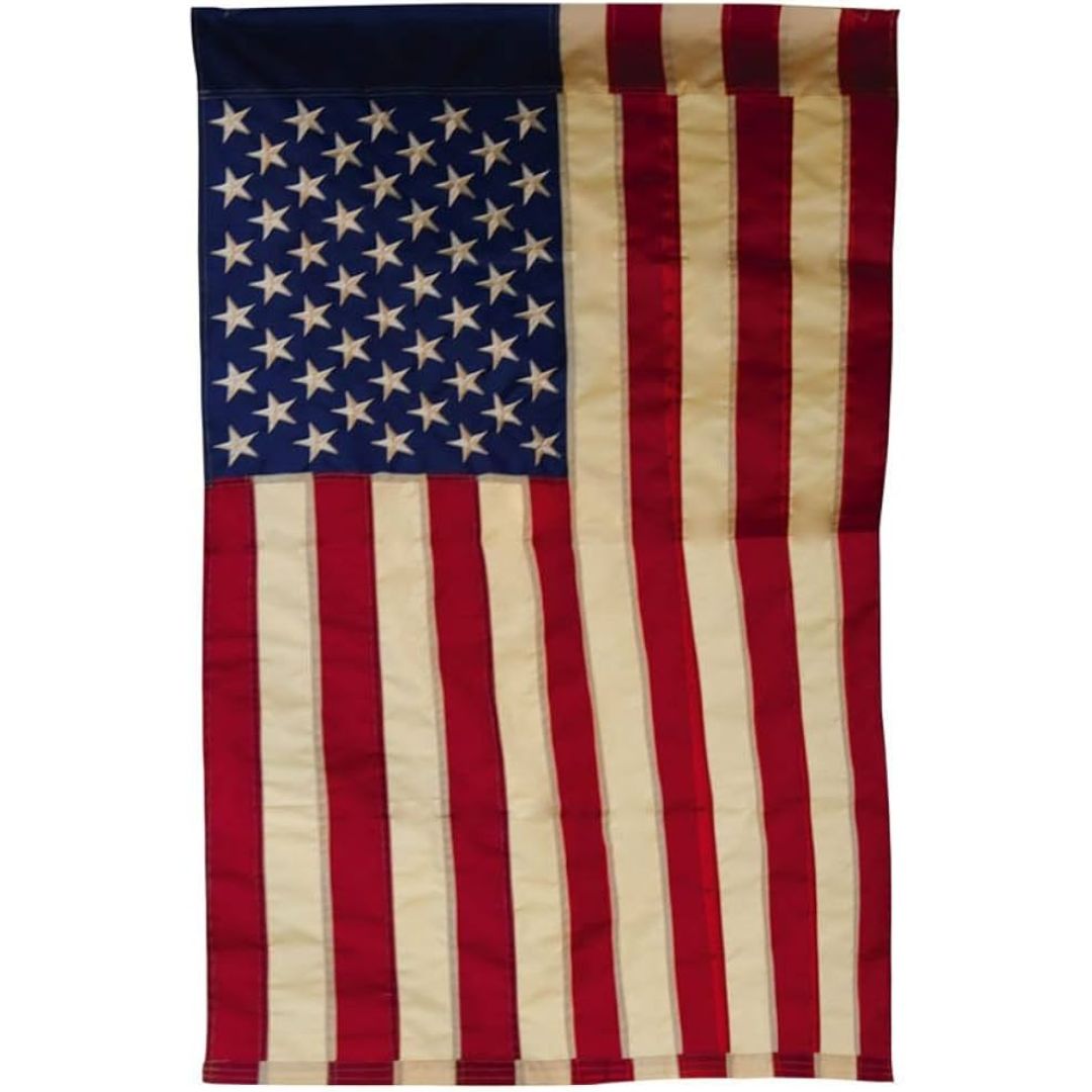 AMERICAN FLAG TEA STAINED GARDEN FLAG