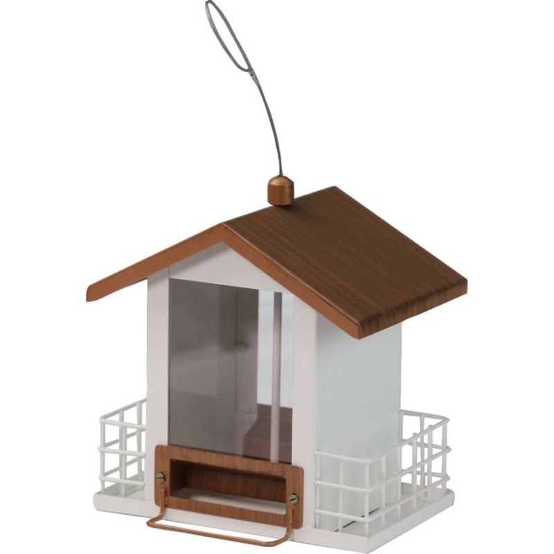 BROWN/WHITE HOUSE DOUBLE SUET HOPPER FEEDER