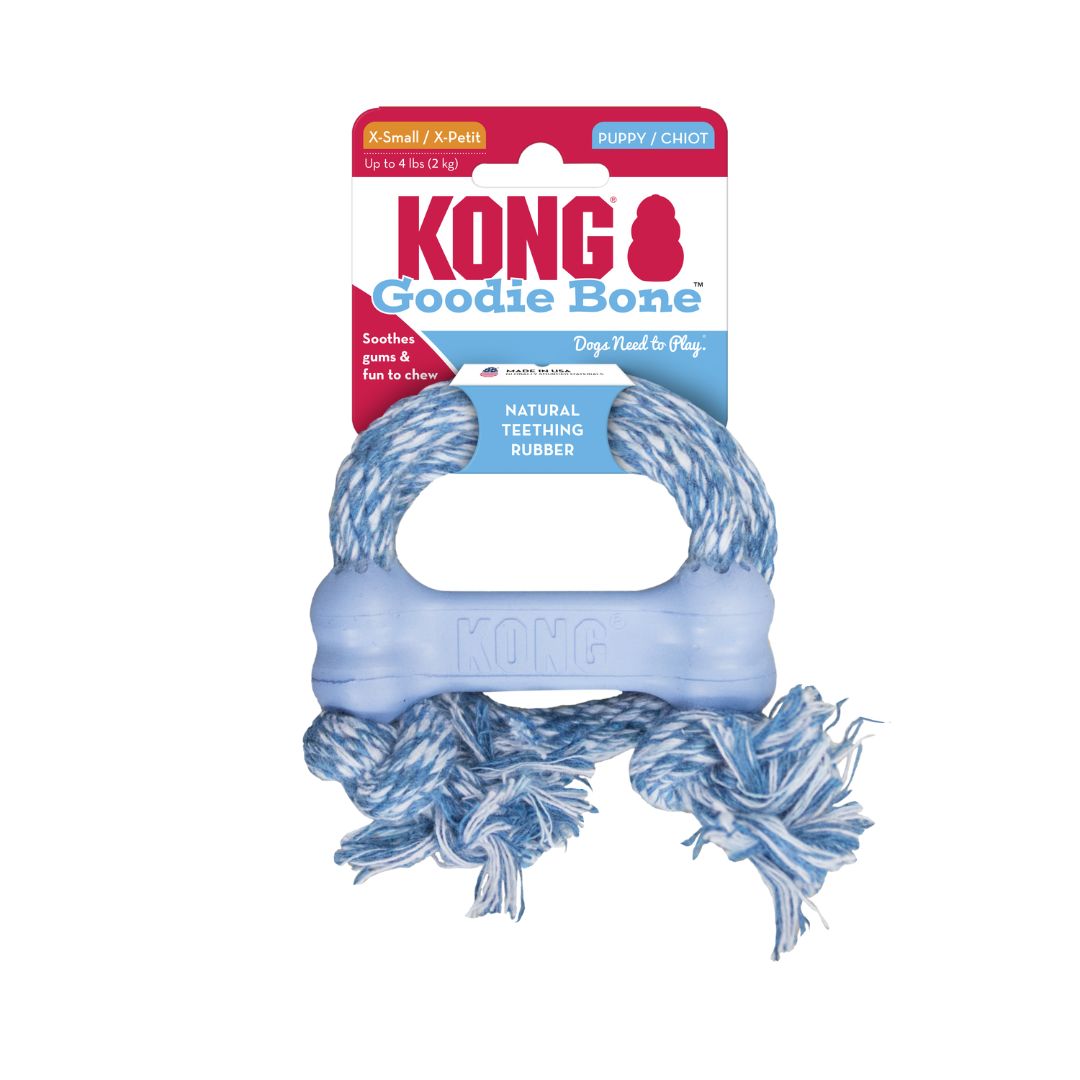 KONG PUPPY GOODIE BONE W/ROPE XSM