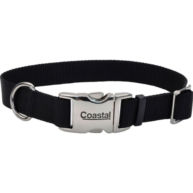 ADJ COLLAR 14-20 BLACK W/METAL BUCKLE