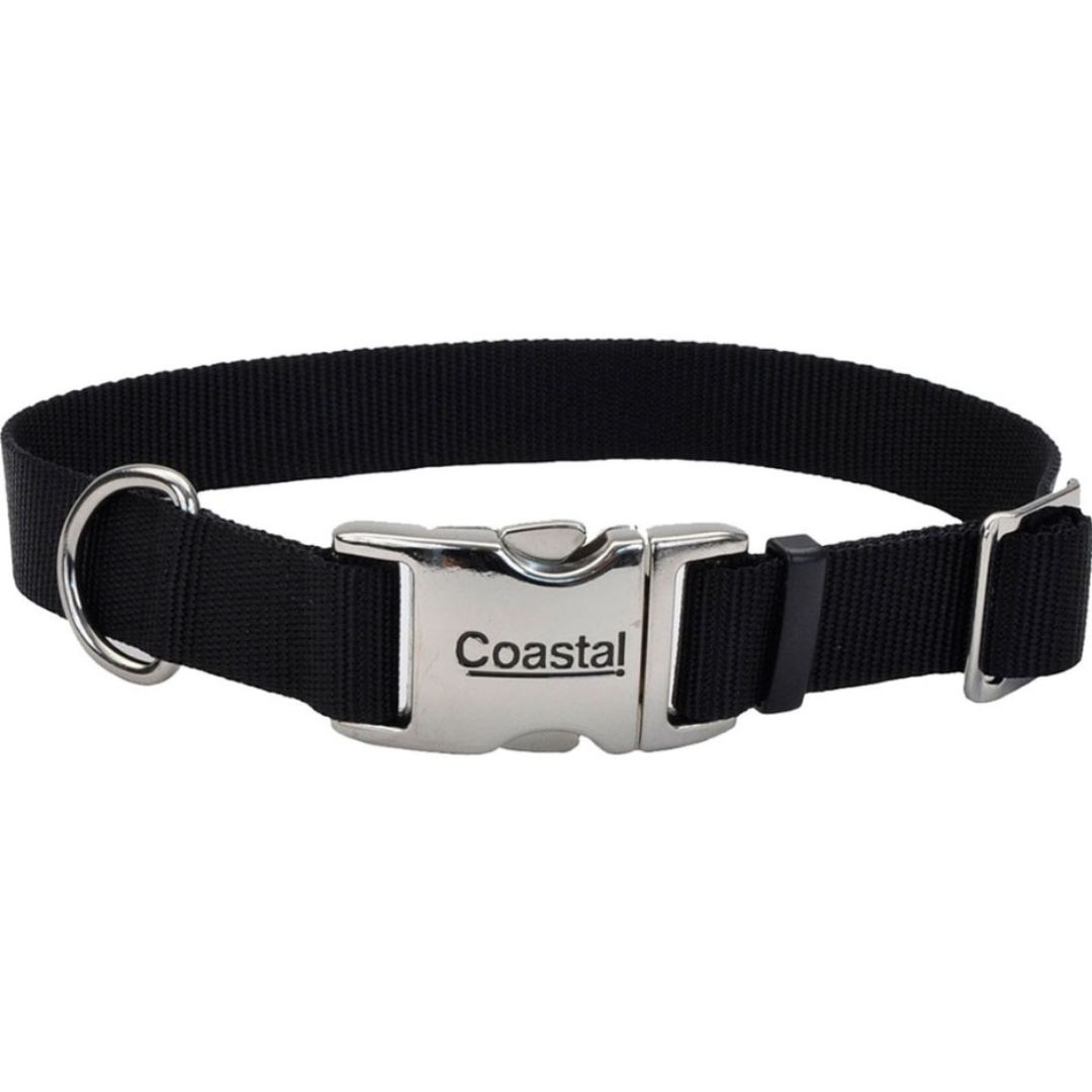 ADJ COLLAR 18-26 BLACK W/METAL BUCKLE