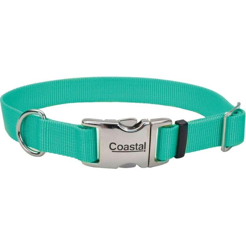 ADJ COLLAR 18-26 TEAL W/METAL BUCKLE