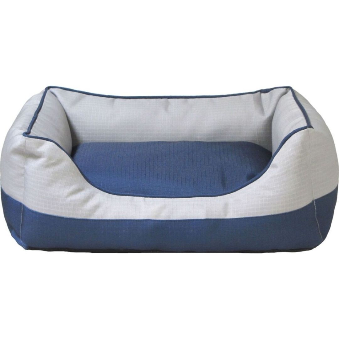 PET BED PLUSH GRAY &amp; NAVY 20IN