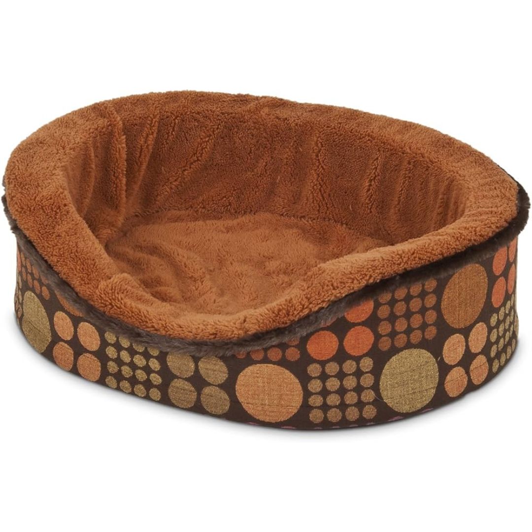 PET BED LOUNGER FASHION DOTS ROUND