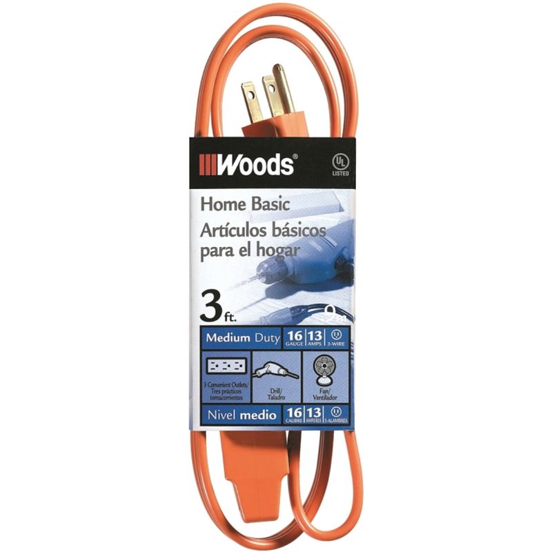 0814 16 POWER CORD ORANGE 3X3FT