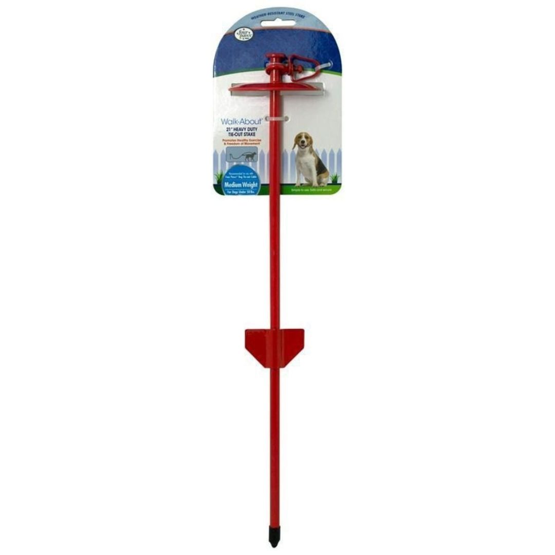 FOUR PAWS HEAVY DUTY TIE-OUT STAKE RED