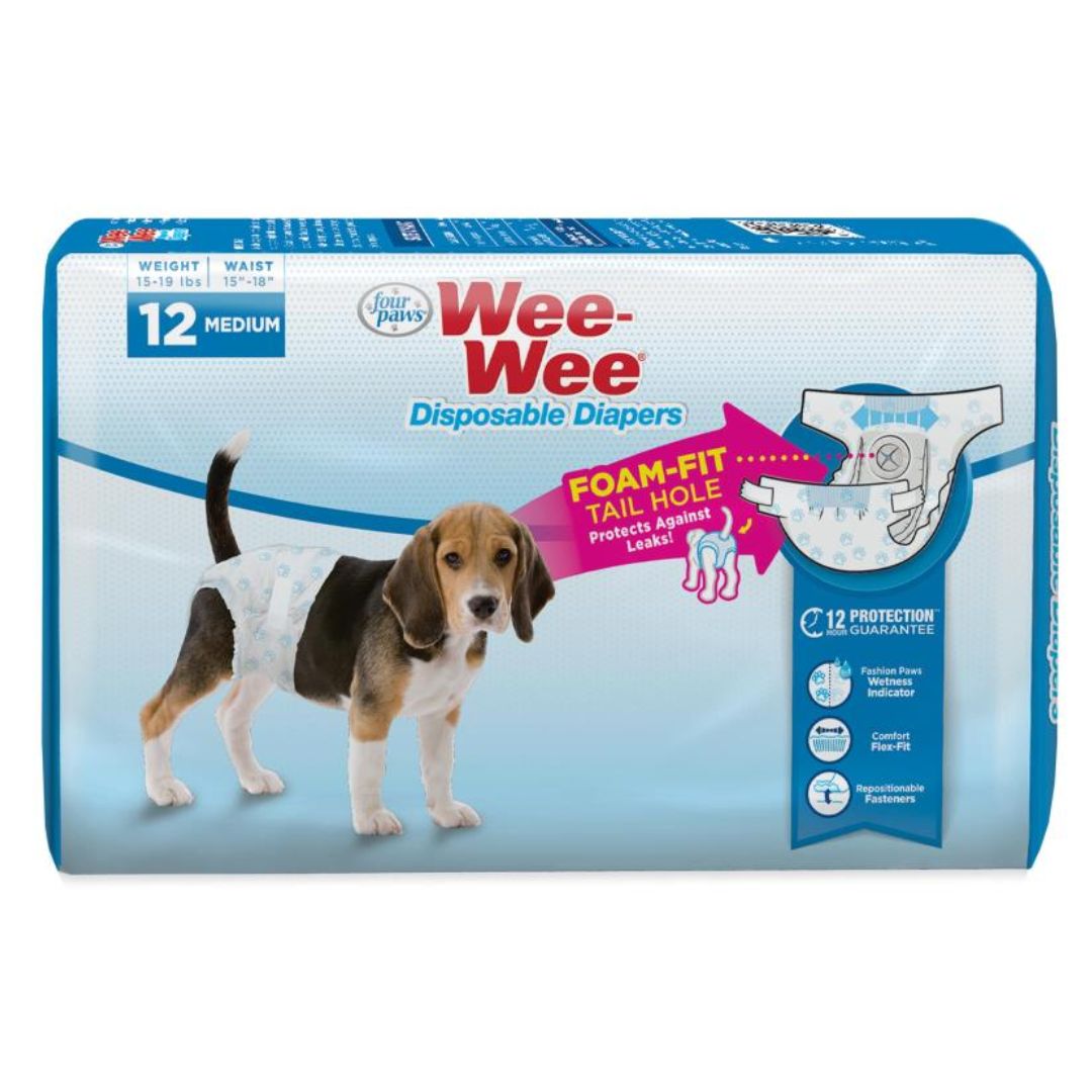 F/P WEE-WEE DISPOSABLE DIAPERS MED 12PK