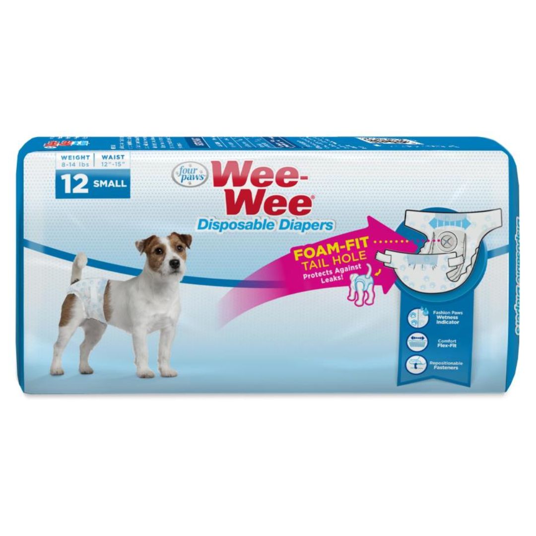 FOUR PAWS WEE-WEE DISPOSABLE DIAPERS SM 12PK