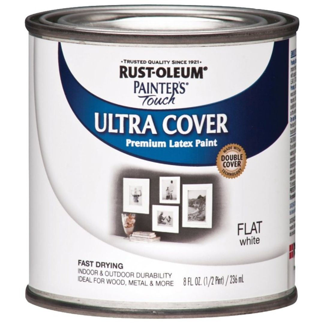 1990730 ENAMEL PAINT FLAT WHITE 1/2PT