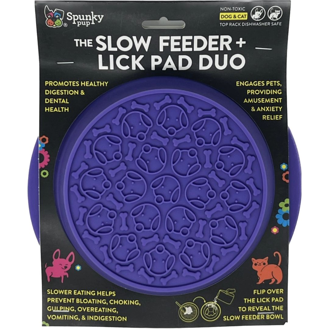 SPUNKY PUP SLOW FEEDER/LICK PAD COMBO BOWL