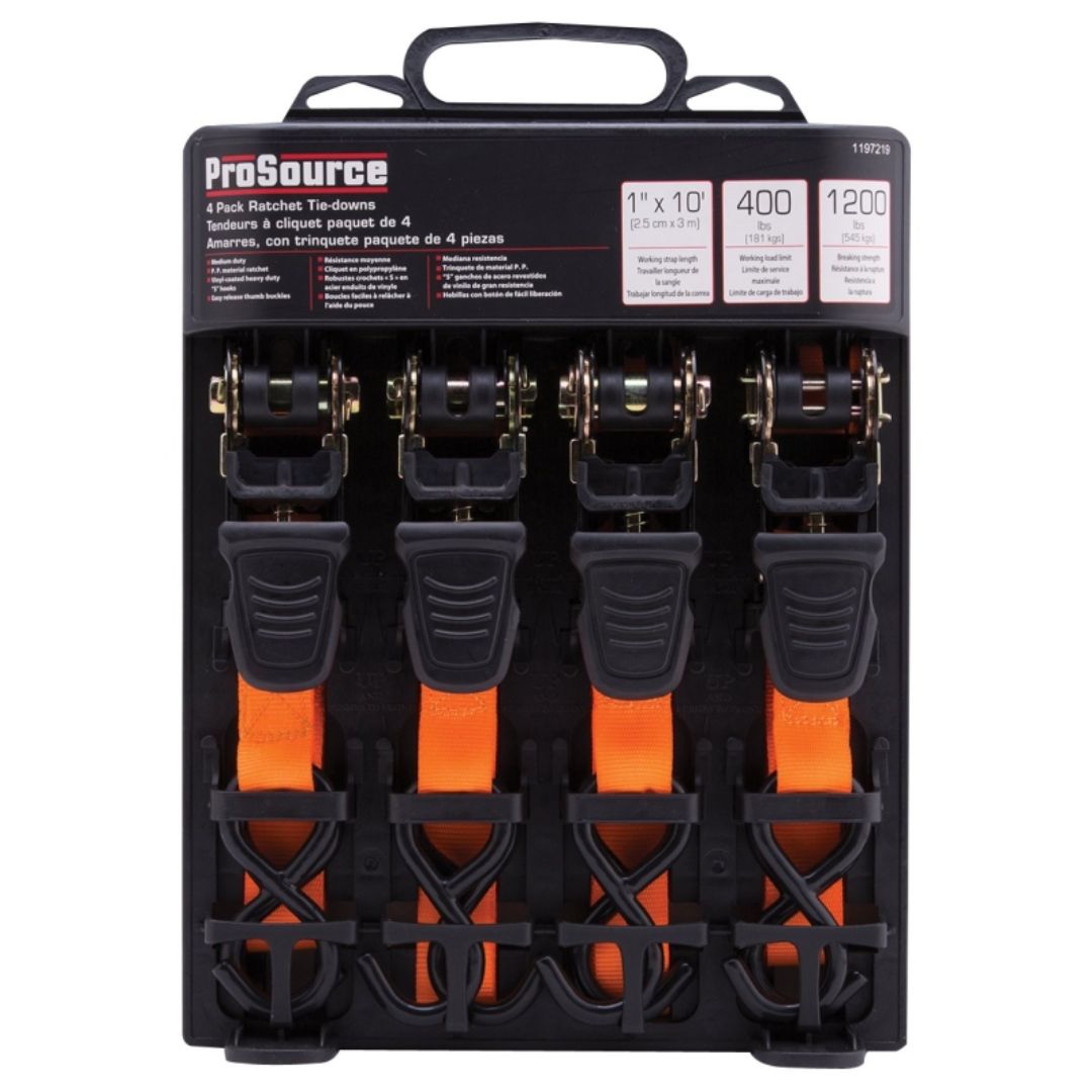 1INX10FT RATCHET TIE DOWN 4PK