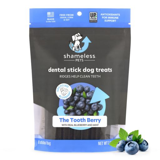 SHAMELESS DOG DENTAL STICKS BLUEBERRY/MINT 7.2OZ