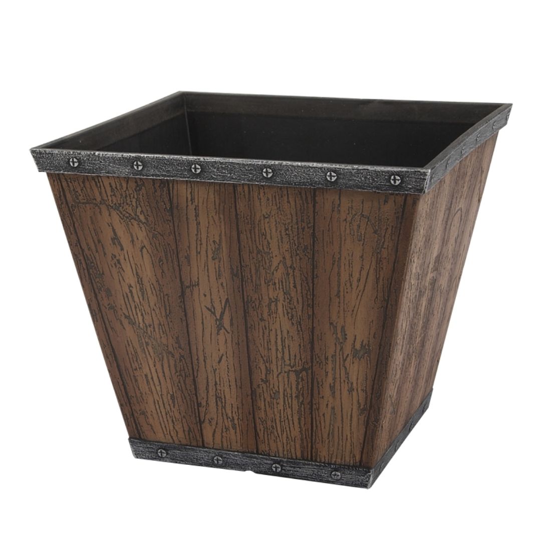 WHISKEY BARREL SQUARE PLANTER 10IN
