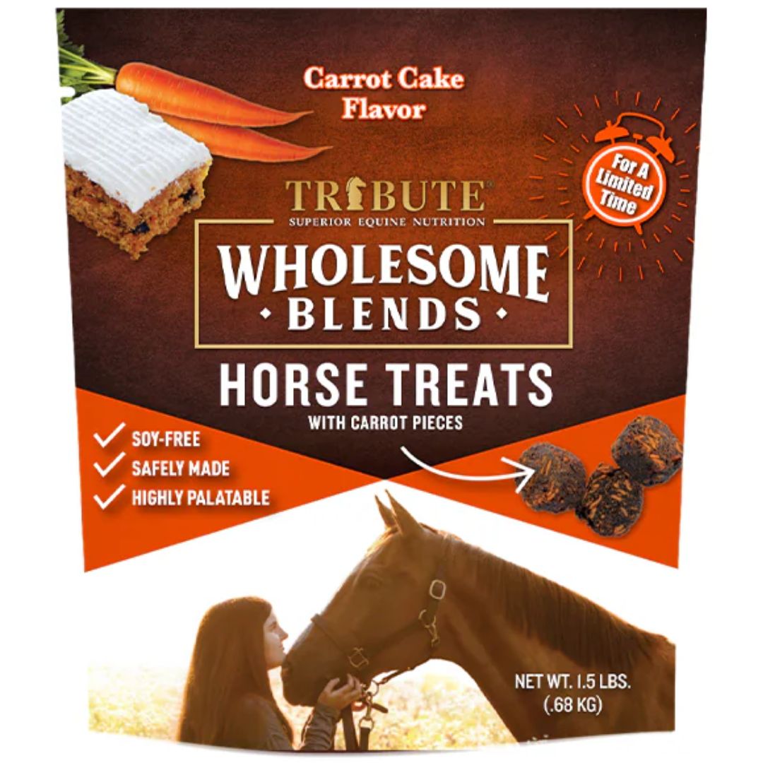 TRIBUTE CARROT CAKE HORSE TREATS 1.5LB WHOLESOME BLENDS