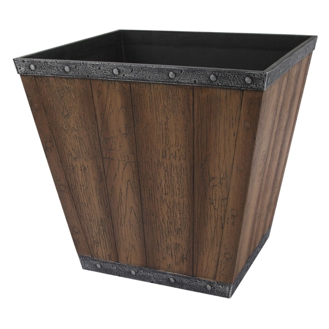 WHISKEY BARREL SQUARE PLANTER 14IN