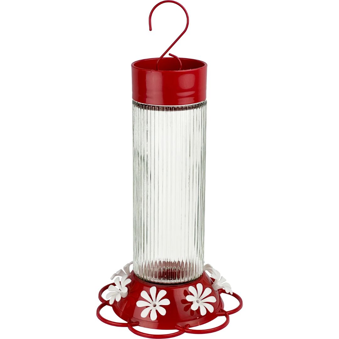 HUMMINGBIRD FEEDER RIBBED ROSE 28OZ