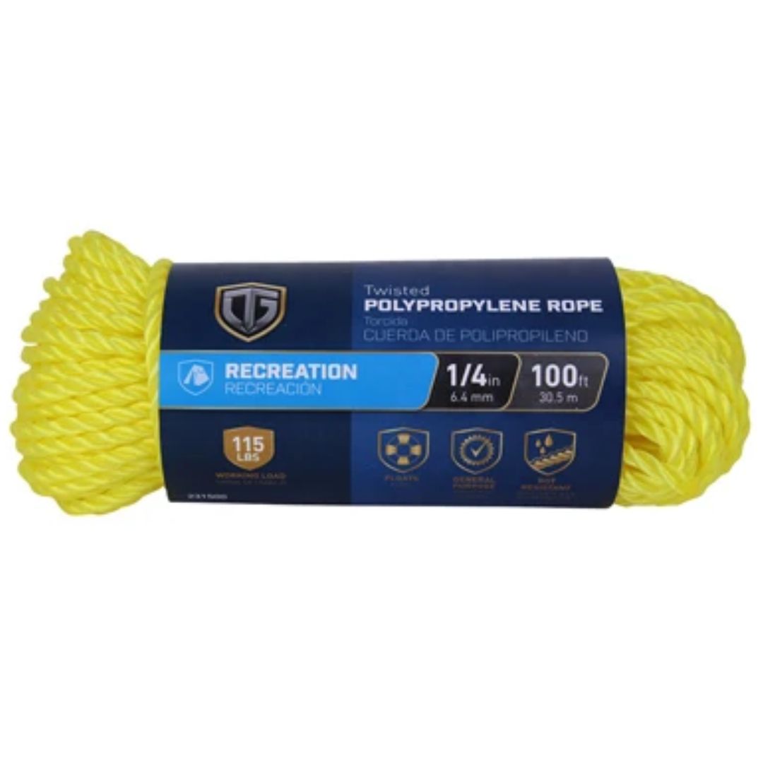16360 TWISTED YELLOW POLY ROPE 1/4X100FT
