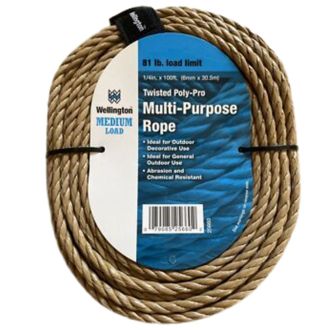 25660 UNMANILLA TWISTED POLY ROPE 1/4X100FT
