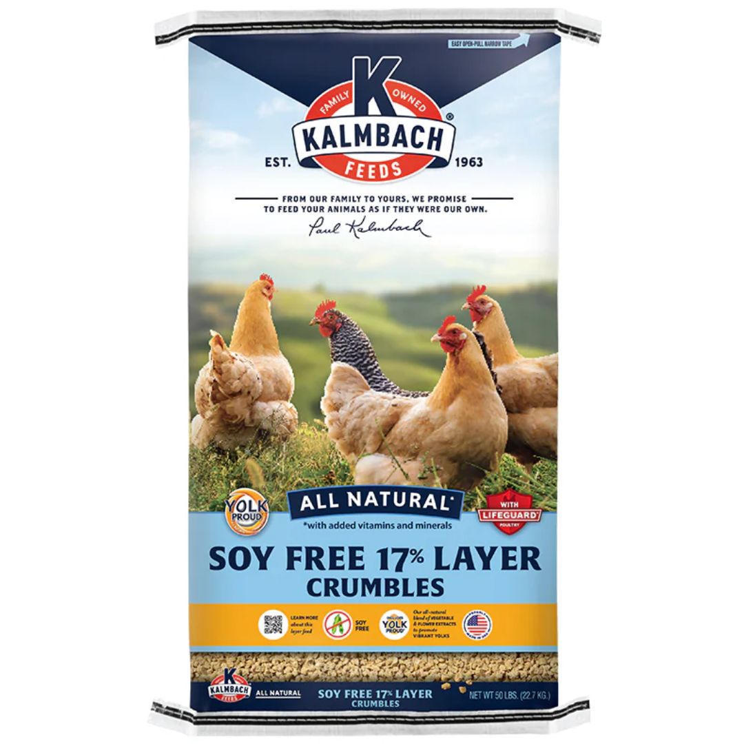 LAYER CRUMBLES SOY FREE 17% 50LB KALMBACH