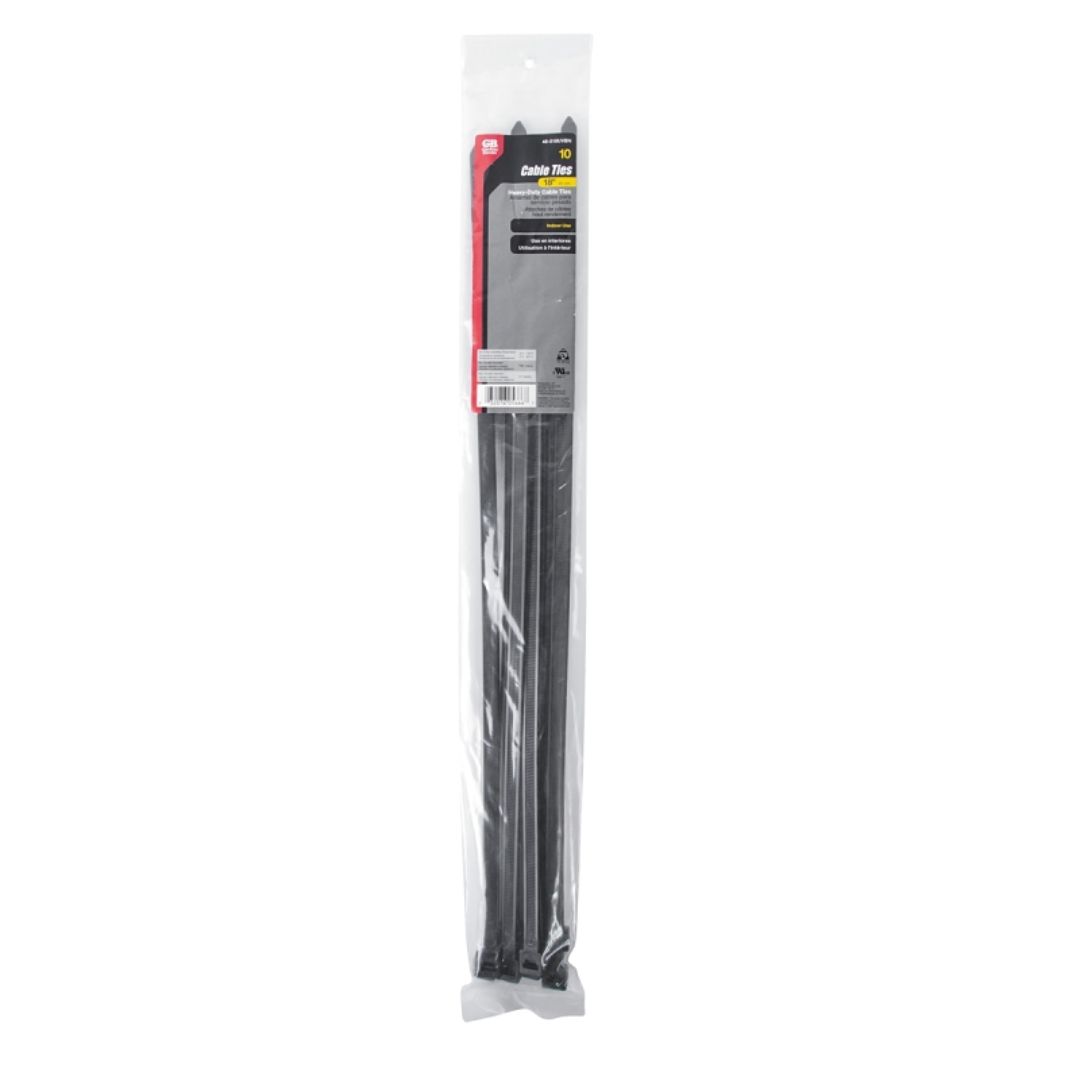 CABLE TIES HEAVY-DUTY UVB 18IN 10PC BLACK