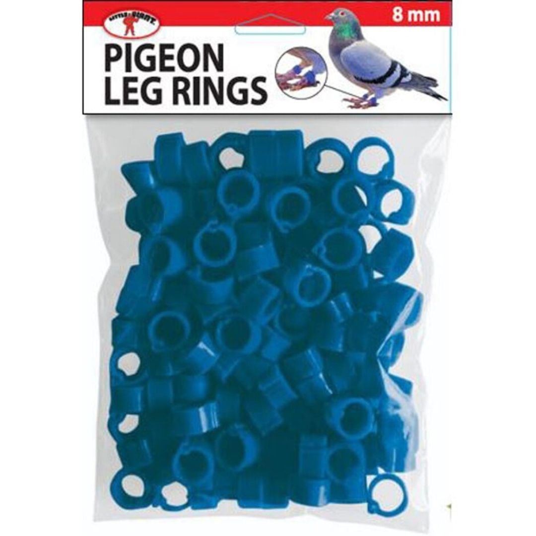 PIGEON LEG RINGS 8MM BLUE 100PK