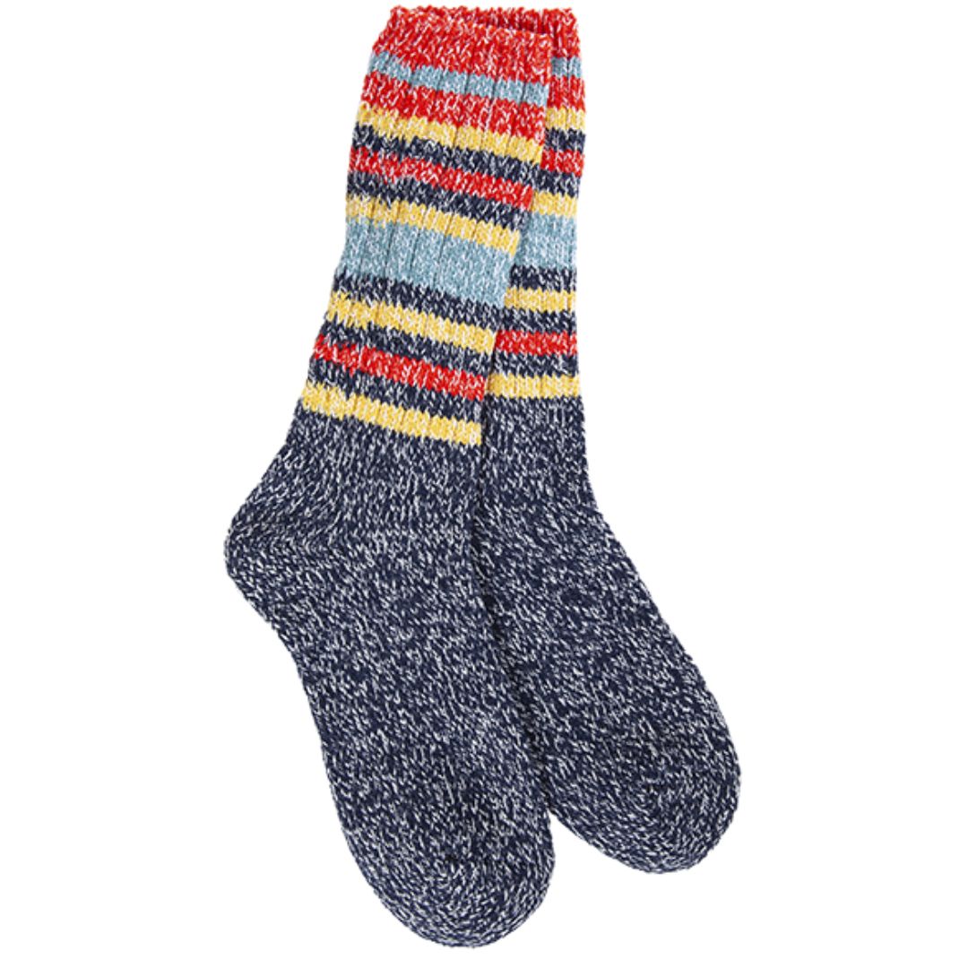 WOMENS CREW SOCKS INDIGO STRIPE