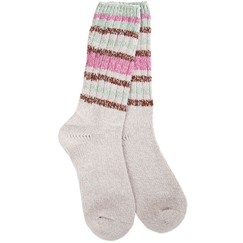 WOMENS CREW SOCKS MUSHROOM STRIPE