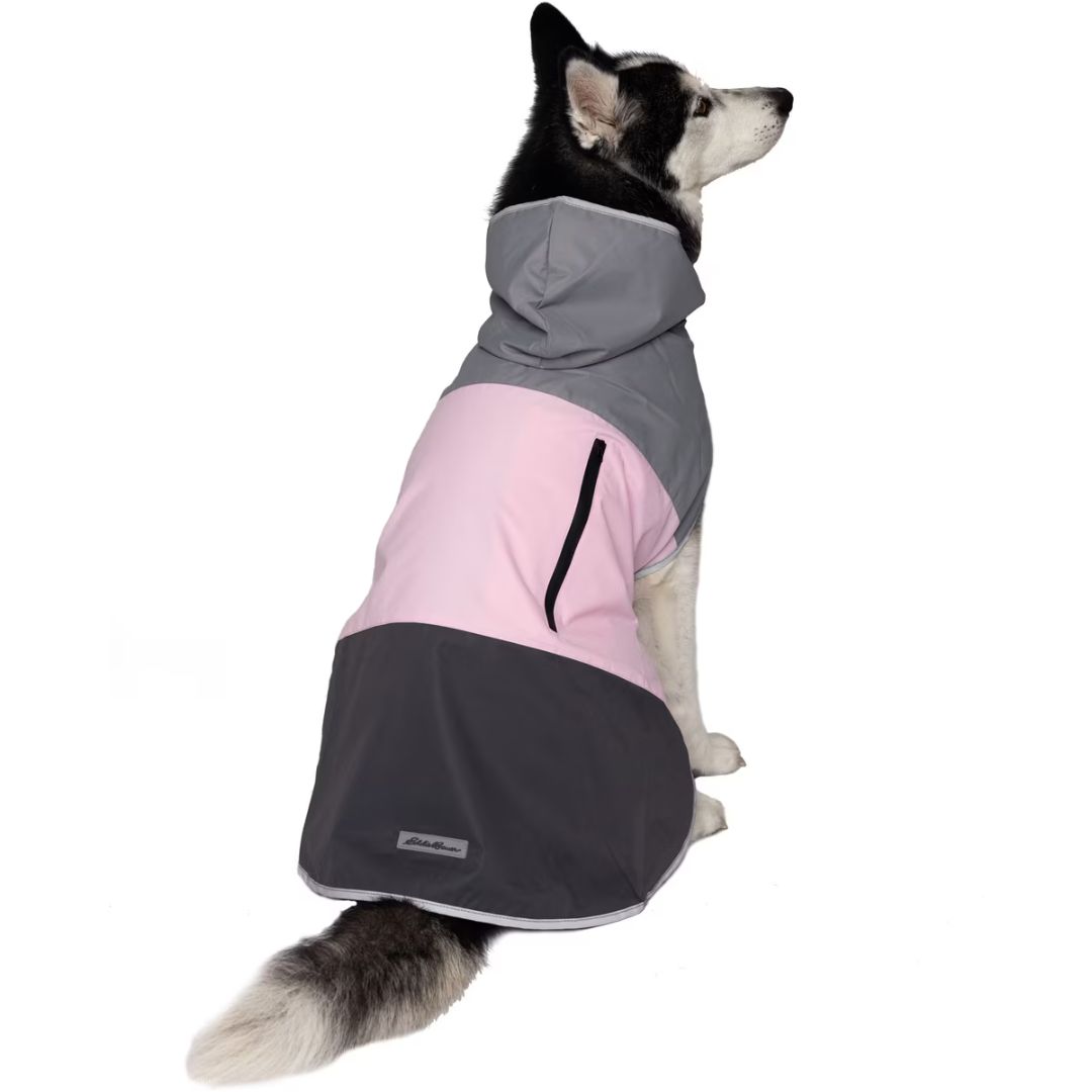 EDDIE BAUER RAVENNA WINDBREAKER PINK &amp; GRAY DOG JACKET LG