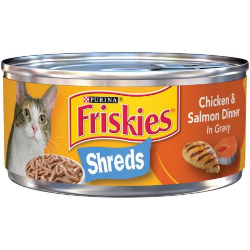 FRISKIES CHICKEN &amp; SALMON SHREDS GRAVY 24/5.5OZ