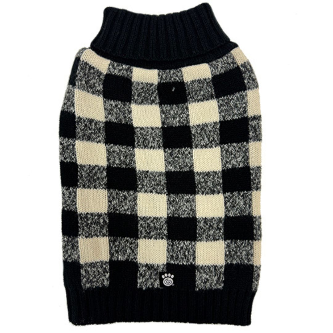 BUFFALO CHECK SWEATER BLACK/OATMEAL LG