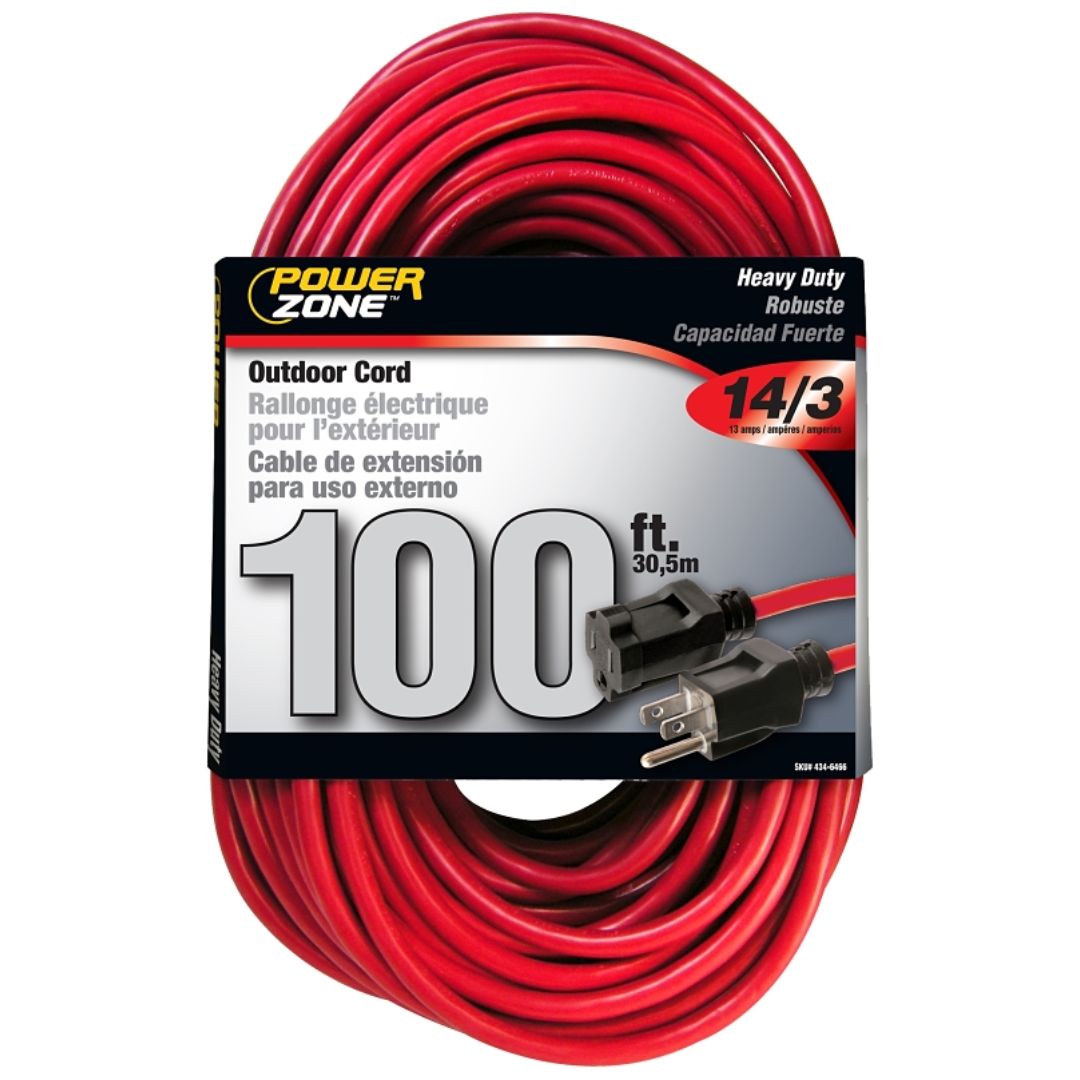 EXTENSION CORD RED 14/3 100FT