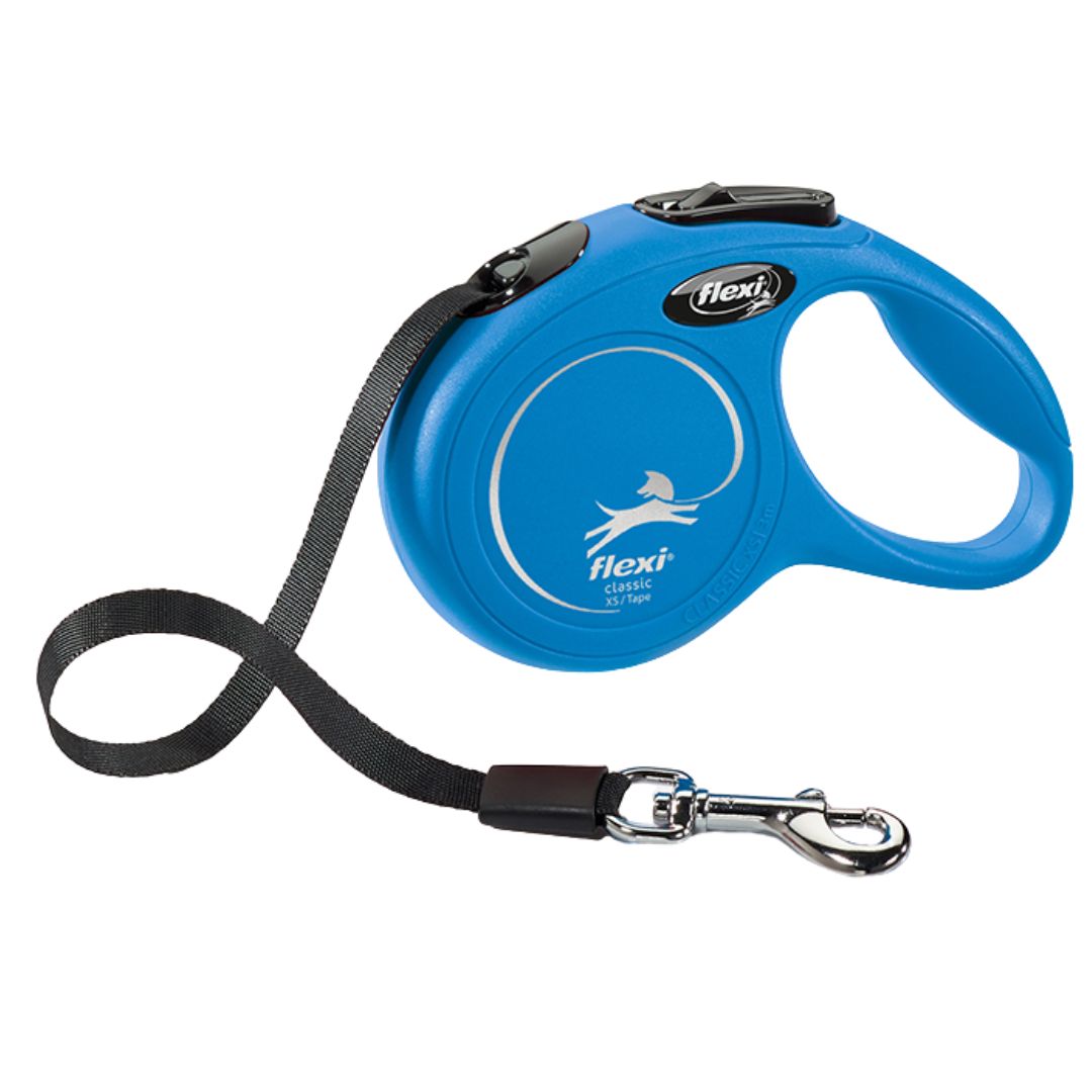 FLEXI CLASSIC RETRACTABLE TAPE LEASH BLUE XS 10FT