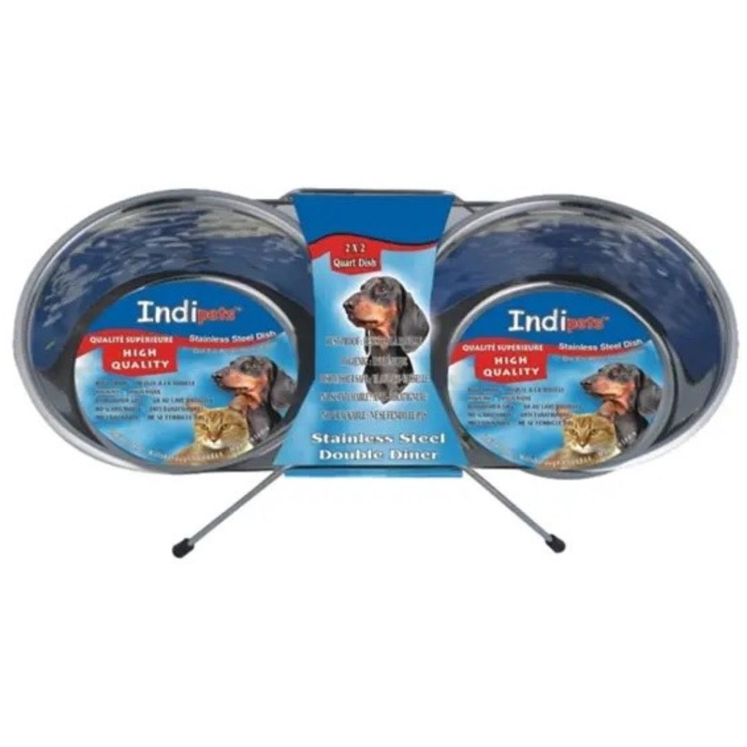 INDIPETS STAINLESS STEEL DOUBLE DINER 2QT