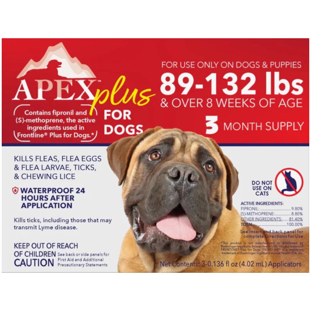 APEX PLUS FLEA &amp; TICK CONTROL FOR DOGS 89-132lb