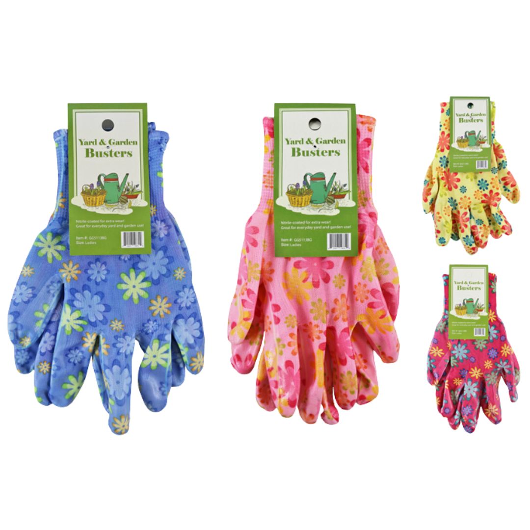 YARD &amp; GARDEN BUSTERS FLORAL GLOVES