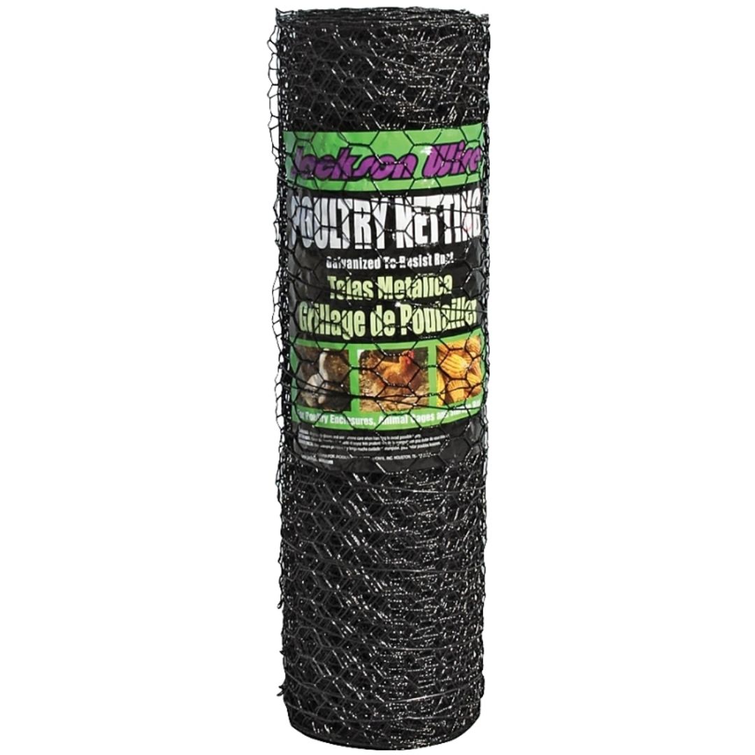 POULTRY NETTING/CHICKEN WIRE 24"X50'X1" COATED BLACK