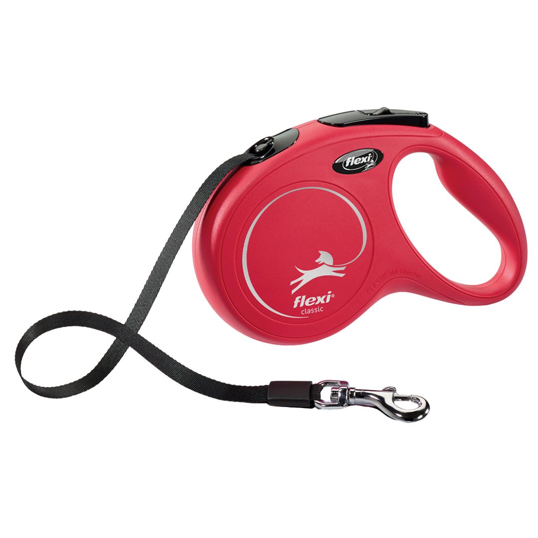FLEXI CLASSIC RETRACTABLE TAPE LEASH RED MED 16FT